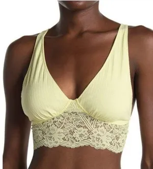 Free People Intimately Bralette Teegan Longline Lace in Yellow, NWT Size XS thumbnail 1