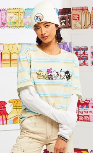 Hello Kitty & Friends Sanrio Kawaii Mart Striped Long Sleeve Tee - Large thumbnail 1