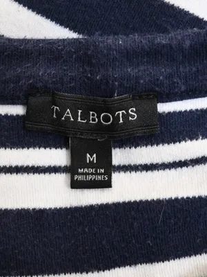 Talbots Women's M Navy Blue White Nautical Stripe Sheath Mini Dress thumbnail 7