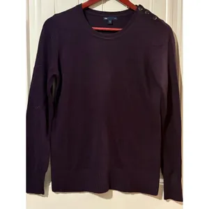 Gap Luxe Purple Crewneck Sweater w/ Button Detail thumbnail 2