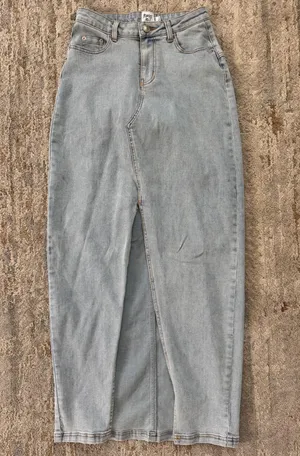 Princess Polly Denim Maxi Skirt Slit thumbnail 1