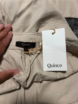 Quince Vintage Wash Tencel Women's Cargo Drawstring Pants Cream Size‎ L thumbnail 7