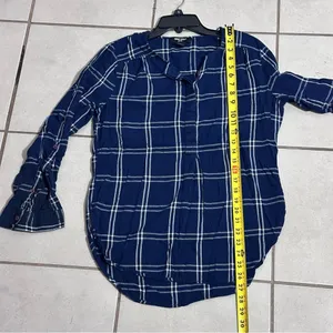 Nine West‎ Jeans Women Blue Plaid Button Up Blouse size Small. thumbnail 8