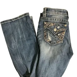 Miss Me Dark Blue Embellished Jeans WORN ONCE Size 27”x31” thumbnail 2