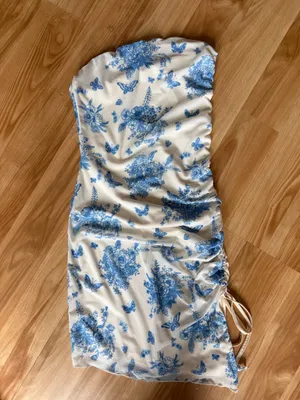 Floral Strapless Mini Dress Blue thumbnail 2