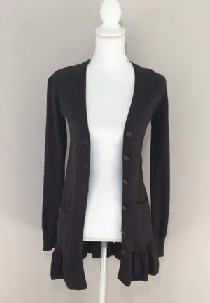 BB Dakota ruffle bottom gray wool blend cardigan thumbnail 1