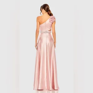 MAC DUGGAL Rose Ruffled One Shoulder Cut Out Hi-Low Gown – Size 8 – Style 49523 thumbnail 12