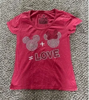 Disney Red‎ Mickey + Minnie = Love shirt size Large thumbnail 1