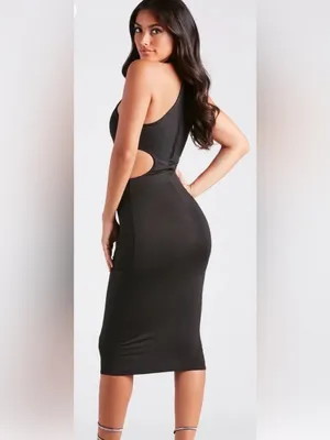 Windsor Black Halter Midi Dress with Cutouts thumbnail 2
