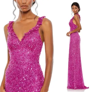 Mac Duggal 5674 Ruffle V-Neck Sequin Dress NWT Size 10 thumbnail 9