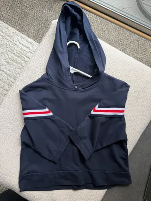 Women’s Navy blue cropped hoodie thumbnail 1
