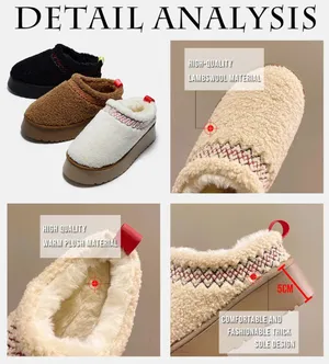 Beige Platform Sherpa Slippers Tan Size 7.5 thumbnail 2