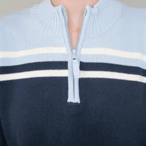 Vintage 90s Blue Striped Quarter Zip Sweater thumbnail 3