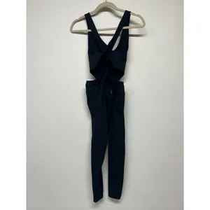 Free People Movement Back It Up Jumpsuit Black‎ Cut Out Size Small Yoga Athletic thumbnail 3
