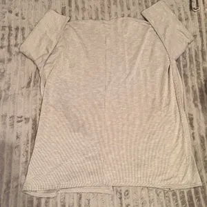 DONNI. Gray‎ White Striped Ribbed Open Front Duster Cardigan Kimono NWT OSFA thumbnail 3