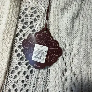 Knox Rose Medium Ivory Open Knit Cardigan Shrug Open Front Boho Western NEW #170 thumbnail 2