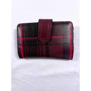 Red Black Plaid Bifold Wallet Kiss Lock Coin Pouch Faux Leather Preppy Accessory thumbnail 2