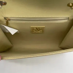 CXL by Christian Lacroix Paris Caviar Clutch Gold Metallic Minimal Glam‎ Chic thumbnail 6