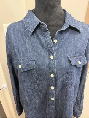 Universal Threads Jean Denim Popover Dress Mid Length Blue Conservative Cotton M thumbnail 2