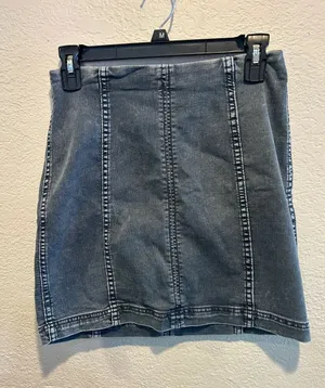 Free People Washed Grey Denim Mini Skirt thumbnail 1