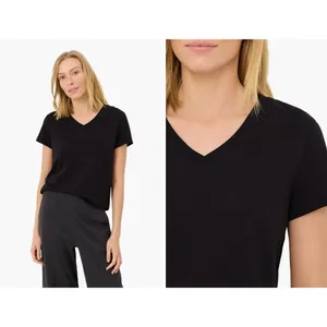 Pact Organic Cotton Softspun V-Neck Tee Short Sleeve Black Women’s S Minimalist thumbnail 2