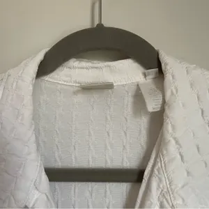 Norm Thompson White Casual Preppy‎ Tencell Textured Beachy Collared Shirt sz M thumbnail 3