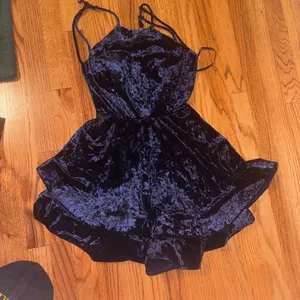 B Darlin velvet mini dress with ruffle hem and halter top thumbnail 1