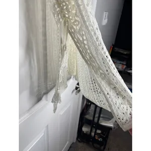 UNBRANDED Cream Crochet Open Knit Beach Cover-Up Size S Boho‎ Beachy thumbnail 6