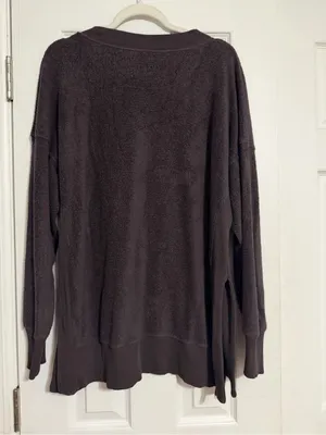 Aerie chilled out Cozy brown sherpa crewneck Pullover‎ Sweatshirt size large thumbnail 5