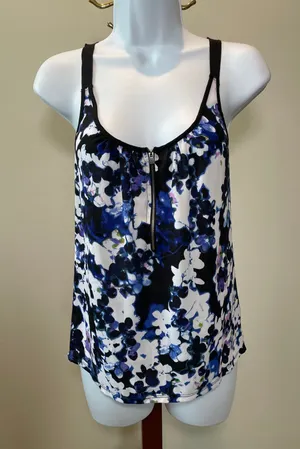 Express Floral & Black Mixed‑Fabric Cami – Size M thumbnail 1