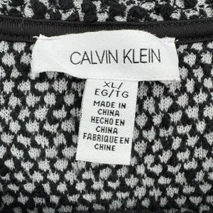 Calvin Klein Women XL Textured Boucle Hooded Sweater Black White Pullover Cozy thumbnail 5