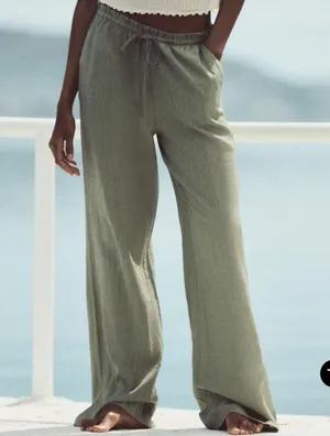 Zara Textured Pants Sea Green thumbnail 2