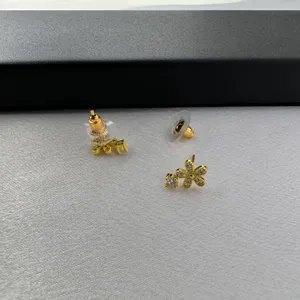 Small CZ Flower Stud Earrings for Women thumbnail 4