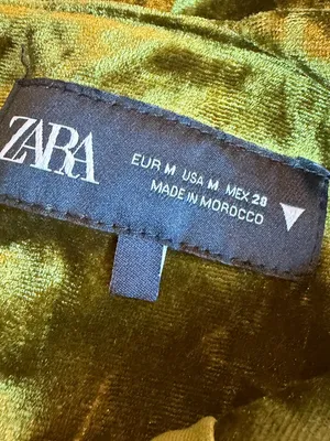 Zara Bold Green Strapless Crushed Velvet Dress Neck Strap Midi Size Medium Women thumbnail 15