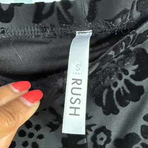 Rush Black Velvet Burnout sz S Witchy Goth Floral Bell Bottom‎ Pants Flowy Boho thumbnail 4