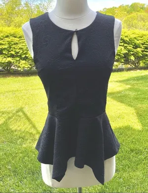 Monteau Black Peplum Textured Sleeveless Top thumbnail 2