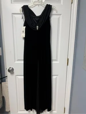 Robbie Bee Black Velvet Maxi Dress with Cowl Neck thumbnail 2