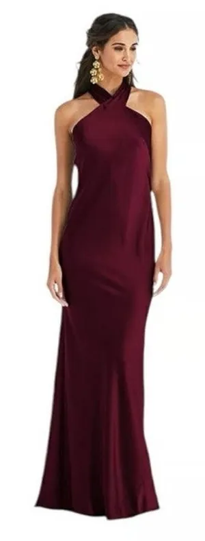 Lovely Twist Halter Maxi Column Dress LB025 Cabernet Womens Size XS thumbnail 1