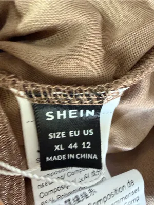 SHEIN Shimmery Ruched Tan Bodycon Dress Size XL thumbnail 2