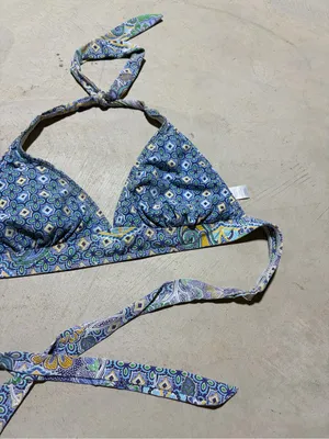 Athleta Blue Patterned Triangle Bikini Top small thumbnail 3