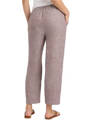 Quince NWT Women’s Size M Taupe Brown Chambray European Linen Straight Leg Pants thumbnail 4