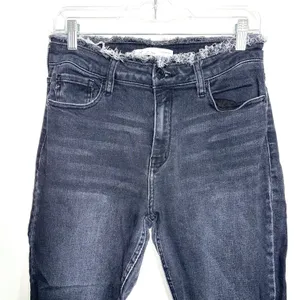 KanCan Charcoal Black High Rise Frayed Waist Skinny Jeans thumbnail 4