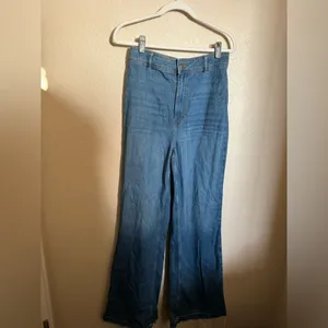 Free People Mindy Flare Leg High Rise Raw Hem Jeans‎ sz 29 Indigo Blue thumbnail 2