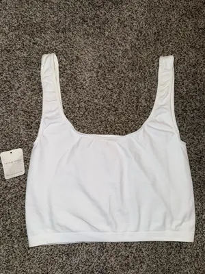 Intimately Free People White Seamless Ruched Strap Crop Tank Bralette thumbnail 3