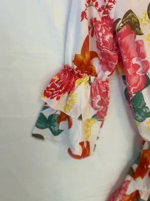 Floral Print Tiered Mini Dress Featuring Ruffled Skirt & Ruffled Bell Sleeves thumbnail 4