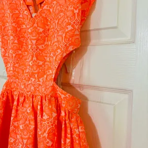 Neon Floral Brocade Fit & Flare Cut Out‎ Sides 0308 thumbnail 2