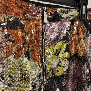 ZARA Basic size L Floral Sequin Multicolor Lined Mini Skirt thumbnail 3