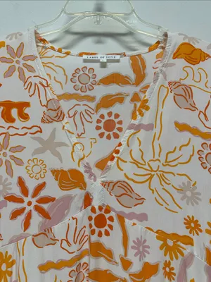 Label of Love Beachy Orange & White Mini Dress or Cover Up size L thumbnail 3