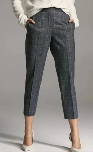 Aritzia Babaton wool cashmere gray plaid checked pants size 2 DRM thumbnail 1