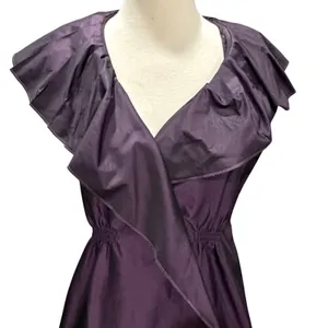 BCBGmaxazria Ruffle Mini Dress Womens S Dark Plum Night Luxe Party Dark Romantic thumbnail 5